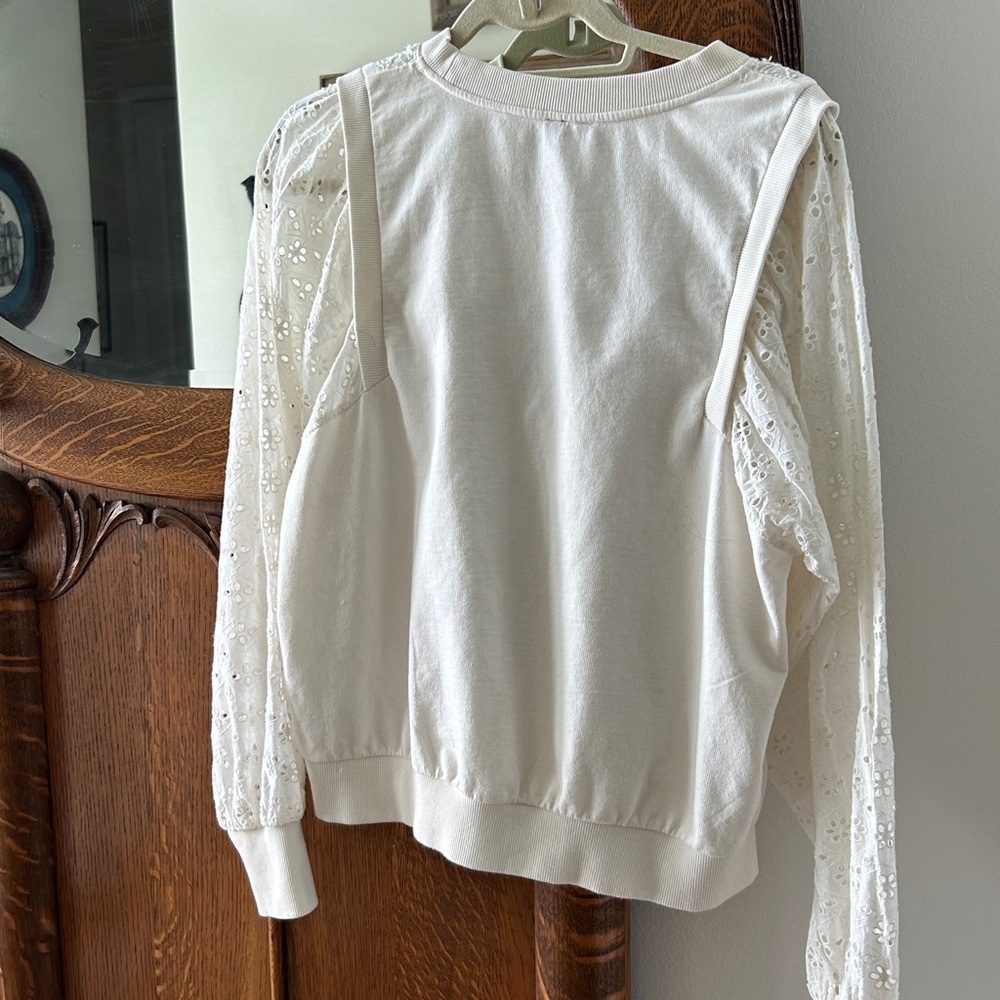 Anthropologie Pilcro lace and eyelet white sweatshirt - Picture 6 of 6
